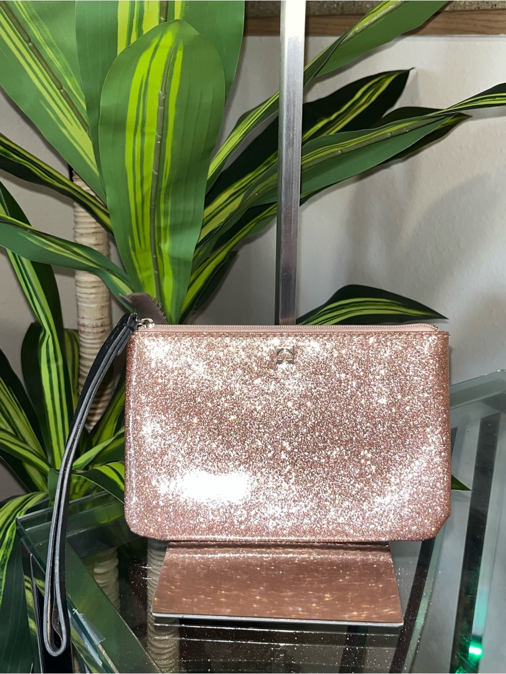 kate spade Rose Gold Glitter Wristlet Pouch - Picture 3 of 9